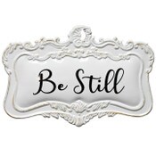 Wholesale - 18"x12" BE STILL Print Scallpd Enamel Metal Wall Decor C/P 8, UPC: 651961717546